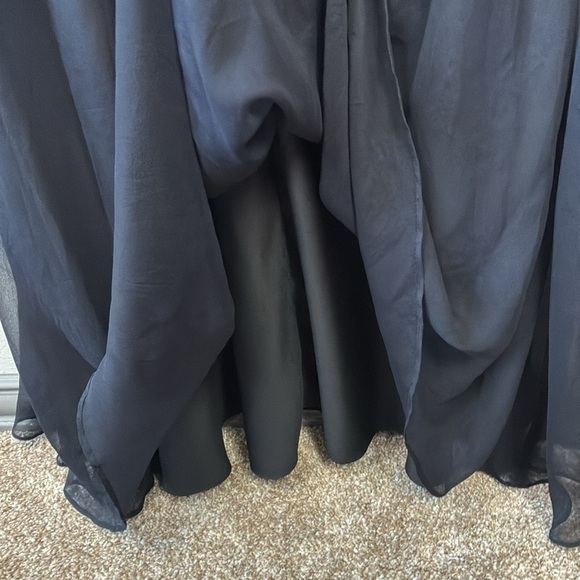 Aidan Mattox Embellished Lace Beaded & Silk Chiffon Gown Back Zip Floor Length 2 - Picture 9 of 12